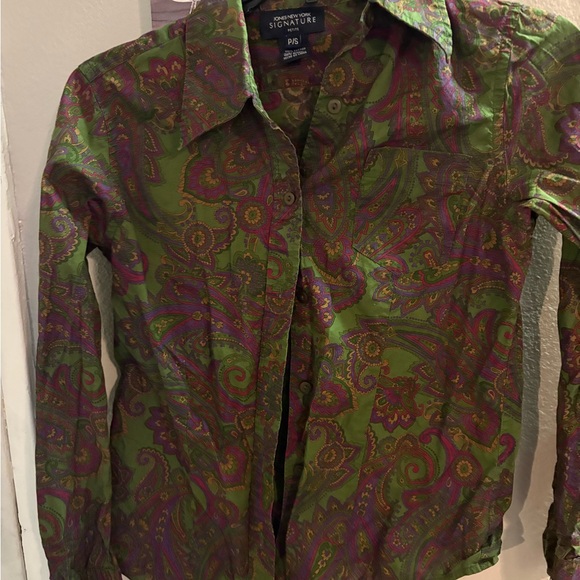 Green and Purple Paisley Shirt - Picture 1 of 5
